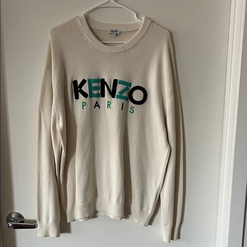 Kenzo Cream Crewneck Sweater with Logo
